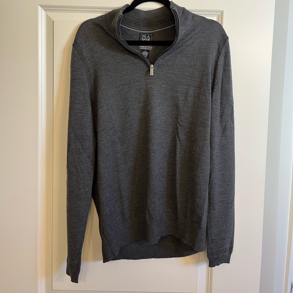 Jos A Bank traveler charcoal quarter zip sweater